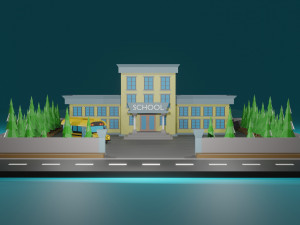 3d school model low poly 3D Модель