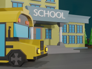 3d school model low poly 3D Модель