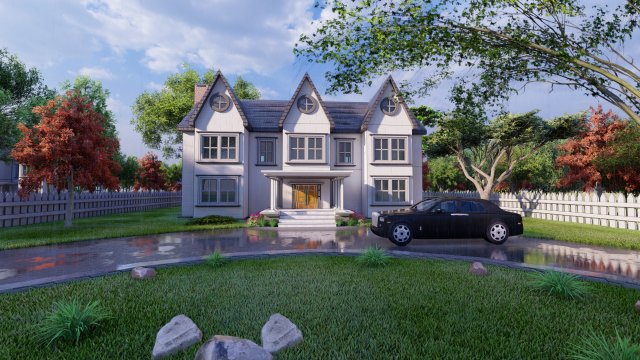 3d villa 4 model Modèle 3D .c4d .max .obj .3ds .fbx .stl .blend