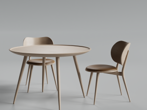 wooden table and chair pack 3D Model
