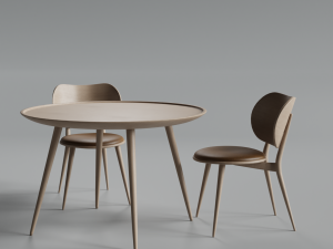 wooden table and chair pack 3D Model