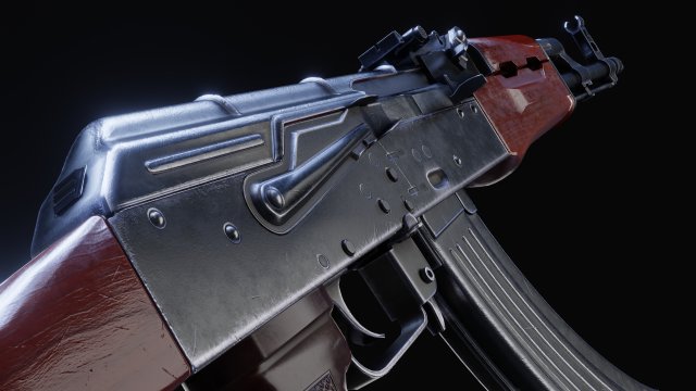 high fidelity low poly ak 47 akm variant 3D Model .c4d .max .obj .3ds .fbx .stl .blend 