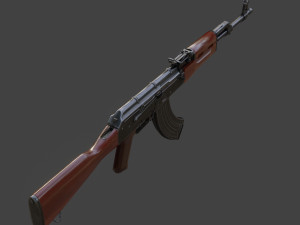 high fidelity low poly ak 47 akm variant 3D Model