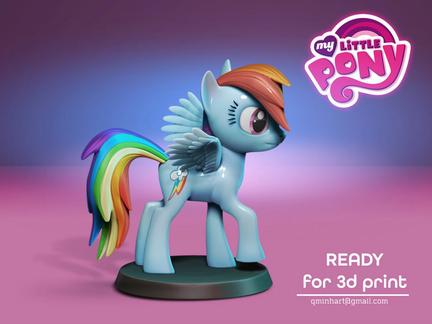 Rainbow Dashlittle ponymagic 3D Print Model .c4d .max .obj .3ds .fbx .stl .blend