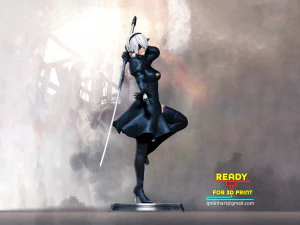 2b - Nier Automata Fanart Statue 3D print 3D print model 3D Print Model