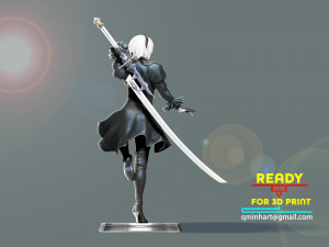 2b - Nier Automata Fanart Statue 3D print 3D print model Modello di stampa 3D