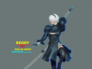 2b - Nier Automata Fanart Statue 3D print 3D print model Modello di stampa 3D