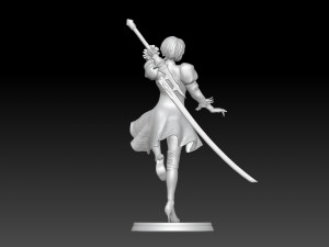 2b - Nier Automata Fanart Statue 3D print 3D print model Modello di stampa 3D