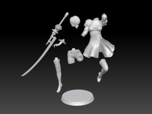 2b - Nier Automata Fanart Statue 3D print 3D print model Modello di stampa 3D