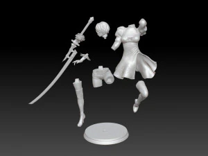 2b - Nier Automata Fanart Statue 3D print 3D print model 3D Print Model