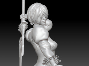 2b - Nier Automata Fanart Statue 3D print 3D print model Modello di stampa 3D