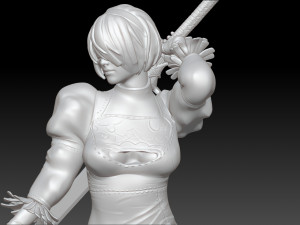 2b - Nier Automata Fanart Statue 3D print 3D print model Modello di stampa 3D