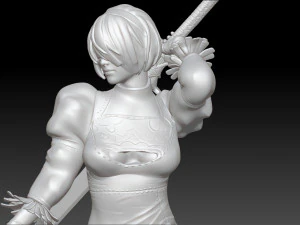 2b - Nier Automata Fanart Statue 3D print 3D print model 3D Print Model