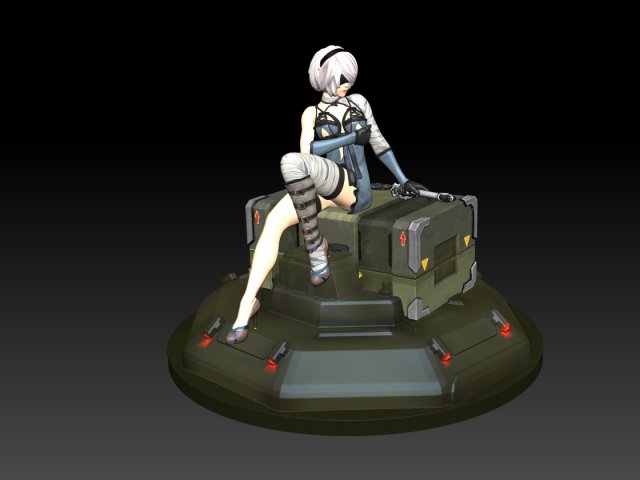 2b - Nier Automata Fanart Statue 3D print Modèles 3D en vedette .c4d .max .obj .3ds .fbx .stl .blend 