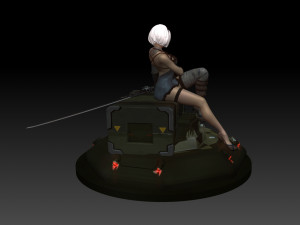 2b - Nier Automata Fanart Statue 3D print Modèles 3D en vedette