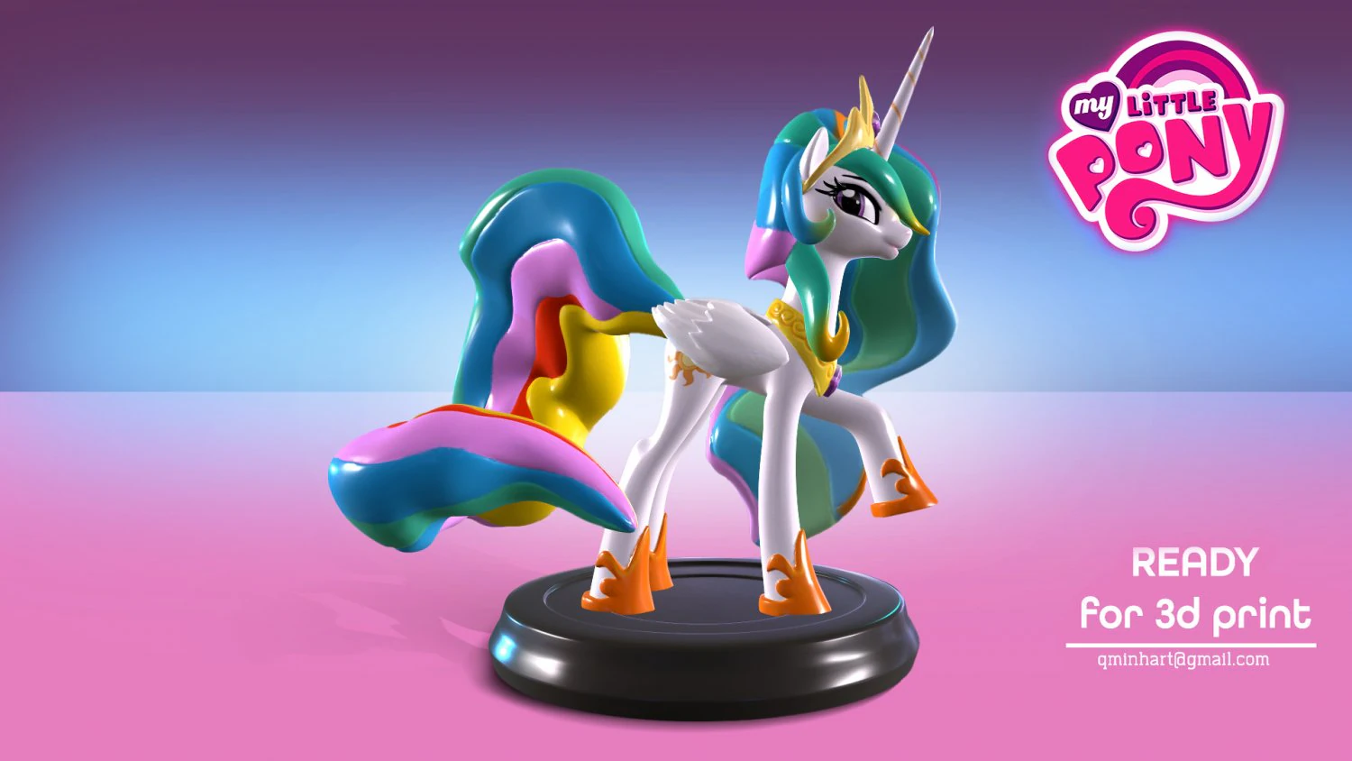 PRINCESS CELESTIA 3D PRINT MODEL 3D Print Model .c4d .max .obj .3ds .fbx .stl .blend 