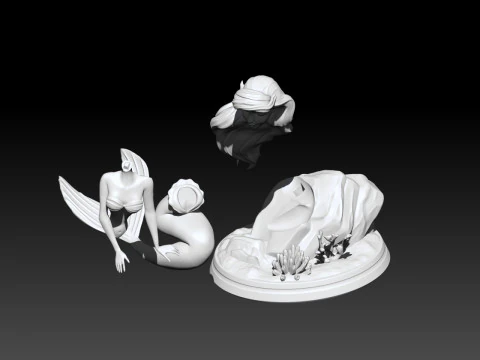 MODEl OF LITTLE MERMAID STATUE PRINCESS 3D PRINT 3D Print Model