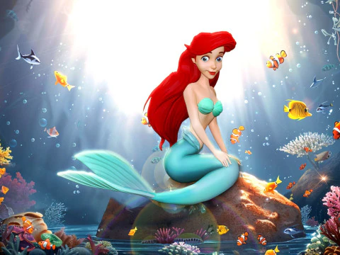 K&Uuml;&Ccedil;&Uuml;K DENİZ KIZI HEYKELİ PRENSES 3D BASKI MODELİ 3D Baskı Modeli