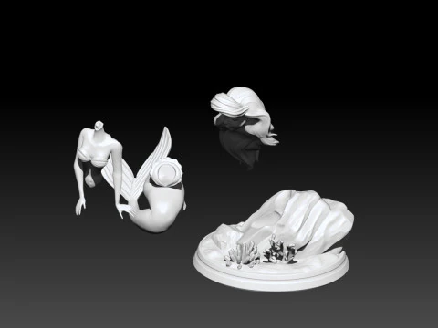 MODEl OF LITTLE MERMAID STATUE PRINCESS 3D PRINT 3D Print Model