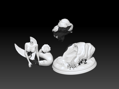 MODEl OF LITTLE MERMAID STATUE PRINCESS 3D PRINT Model Cetak 3D
