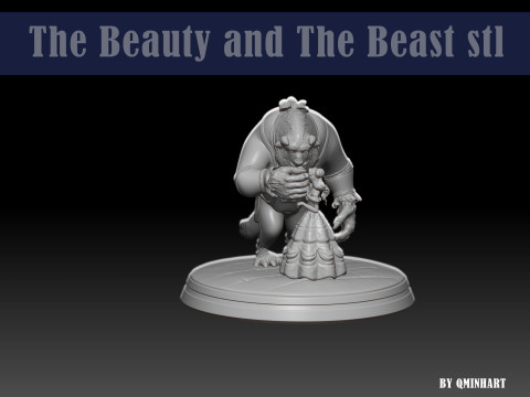 Beauty and the Beast 3D print model Model Cetak 3D