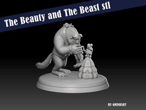 Beauty and the Beast 3D print model Model Cetak 3D
