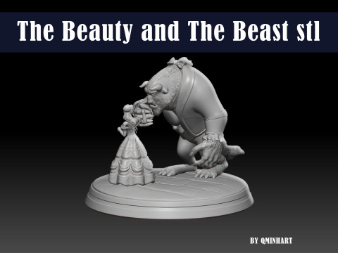 Beauty and the Beast 3D print model Model Cetak 3D
