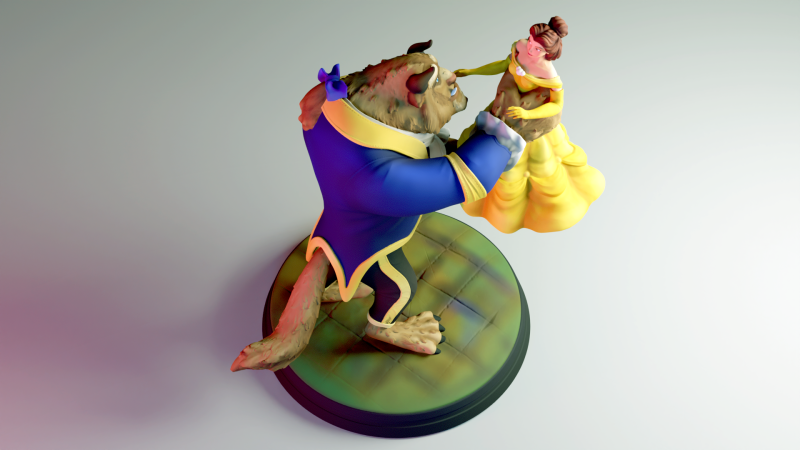 The Beauty and The Beast stl -Fantasy Tale STL Sculpture 3D print model 3D 打印模型 .c4d .max .obj .3ds .fbx .stl .blend