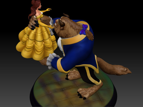 The Beauty and The Beast stl -Fantasy Tale STL Sculpture 3D print model 3D 打印模型