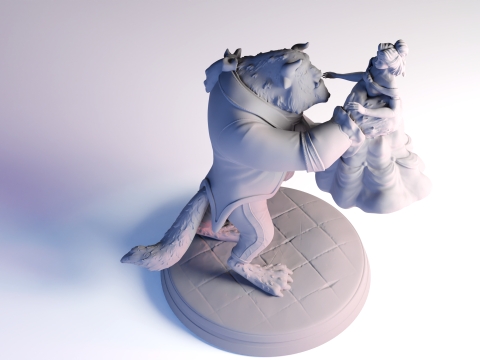 The Beauty and The Beast stl -Fantasy Tale STL Sculpture 3D print model 3D 打印模型