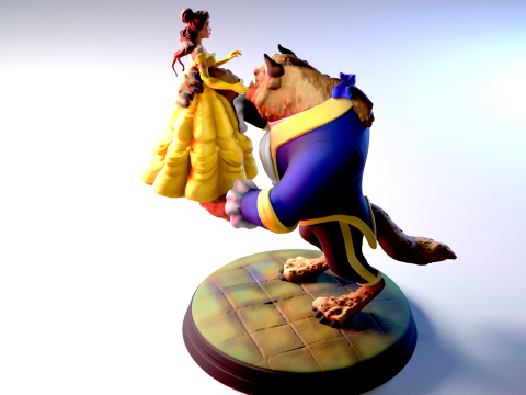 The Beauty and The Beast stl -Fantasy Tale STL Sculpture 3D print model 3D 打印模型