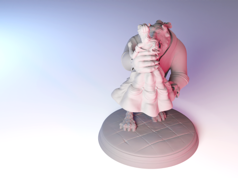 The Beauty and The Beast stl -Fantasy Tale STL Sculpture 3D print model 3D 打印模型