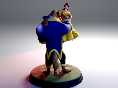 The Beauty and The Beast stl -Fantasy Tale STL Sculpture 3D print model 3D 打印模型