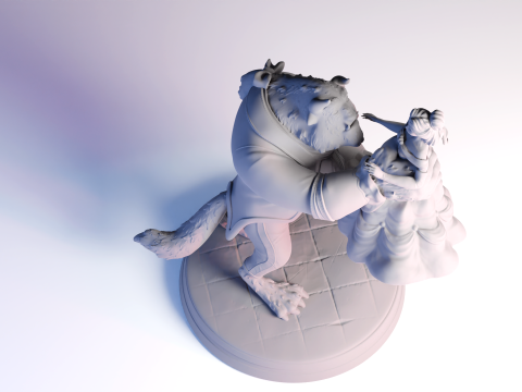 The Beauty and The Beast stl -Fantasy Tale STL Sculpture 3D print model 3D 打印模型