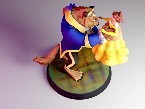 The Beauty and The Beast stl -Fantasy Tale STL Sculpture 3D print model 3D 打印模型
