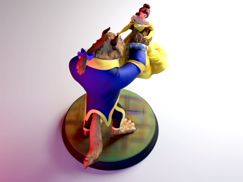 The Beauty and The Beast stl -Fantasy Tale STL Sculpture 3D print model 3D 打印模型
