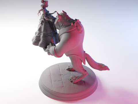 The Beauty and The Beast stl -Fantasy Tale STL Sculpture 3D print model 3D 打印模型