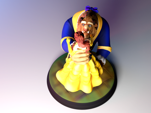 The Beauty and The Beast stl -Fantasy Tale STL Sculpture 3D print model 3D 打印模型