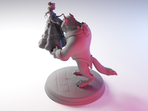 The Beauty and The Beast stl -Fantasy Tale STL Sculpture 3D print model 3D 打印模型