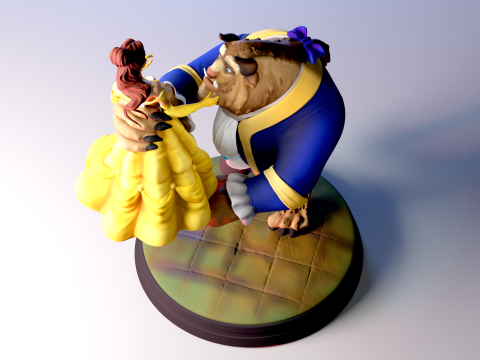 The Beauty and The Beast stl -Fantasy Tale STL Sculpture 3D print model 3D 打印模型