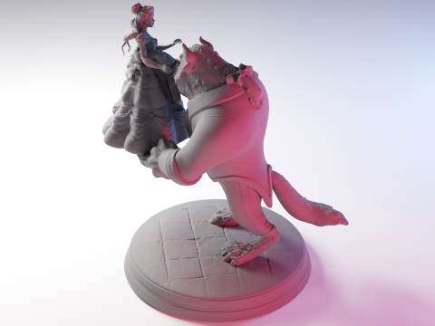 The Beauty and The Beast stl -Fantasy Tale STL Sculpture 3D print model 3D 打印模型