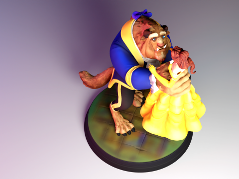 The Beauty and The Beast stl -Fantasy Tale STL Sculpture 3D print model 3D 打印模型