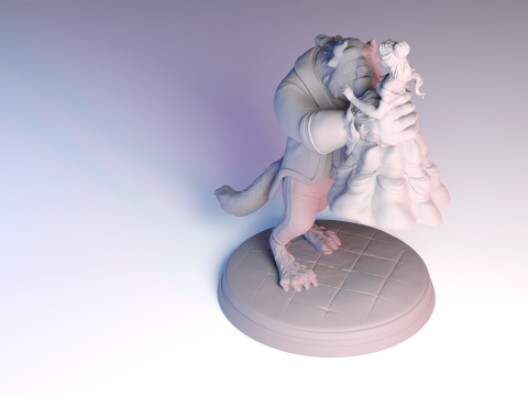 The Beauty and The Beast stl -Fantasy Tale STL Sculpture 3D print model 3D 打印模型