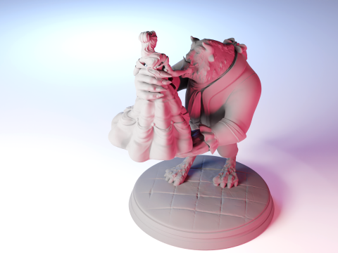 The Beauty and The Beast stl -Fantasy Tale STL Sculpture 3D print model 3D 打印模型