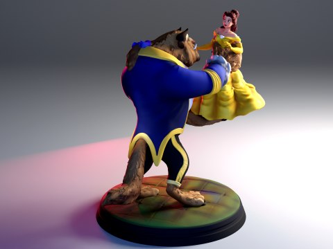 The Beauty and The Beast stl -Fantasy Tale STL Sculpture 3D print model 3D 打印模型