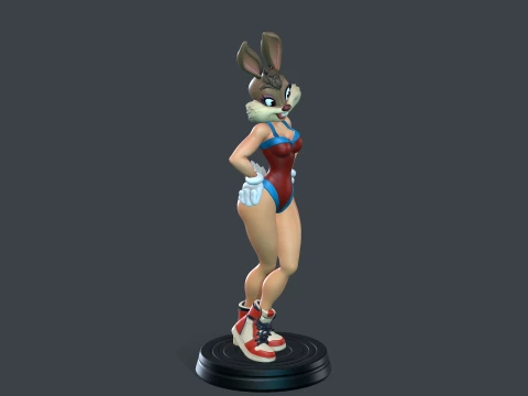 Elegant Bunny Basketball Girl Stylized Figure STL 3D Print Model