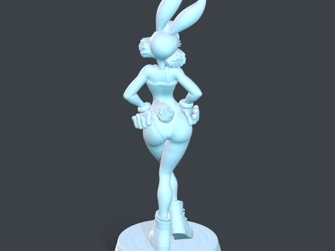 Elegant Bunny Basketball Girl Stylized Figure STL 3D Print Model