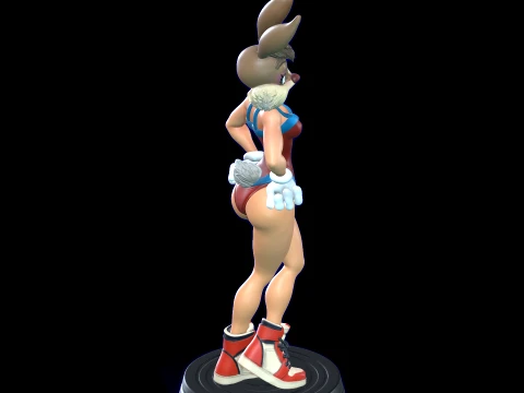 Elegant Bunny Basketball Girl Stylized Figure STL 3D Print Model