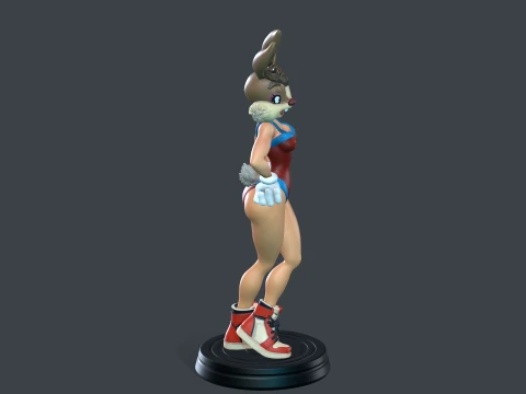 Elegant Bunny Basketball Girl Stylized Figure STL 3D Print Model