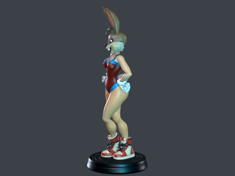 Elegant Bunny Basketball Girl Stylized Figure STL 3D Print Model